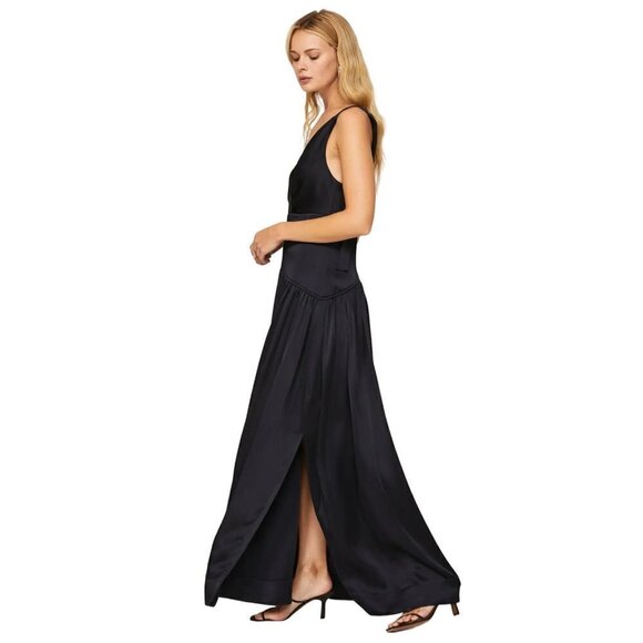 3.1 Phillip Lim Satin Cut out Gown in Navy 10 Womens Long Formal Maxi - Picture 2 of 10